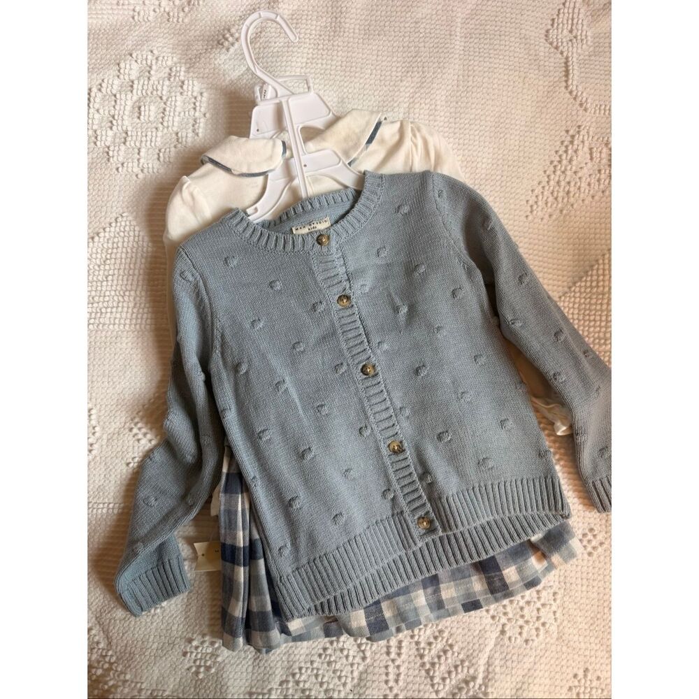NWT Max Studio Kids 4pc Set 2T Plaid Cardigan - Picture 3 of 9